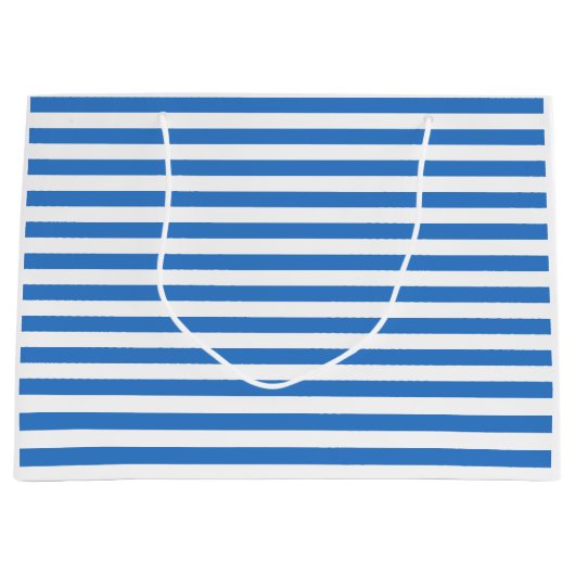Trendy Blue White Striped Sjabloon Modern Stijlvol Groot Cadeauzakje (Voorkant)