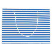 Trendy Blue White Striped Sjabloon Modern Stijlvol Groot Cadeauzakje (Achterkant)