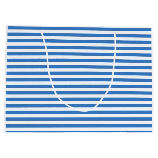 Trendy Blue White Striped Sjabloon Modern Stijlvol Groot Cadeauzakje (Achterkant)