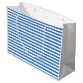 Trendy Blue White Striped Sjabloon Modern Stijlvol Groot Cadeauzakje (Achterkant Gekanteld)
