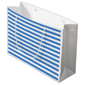 Trendy Blue White Striped Sjabloon Modern Stijlvol Groot Cadeauzakje (Voorkant Gekanteld)
