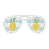 Trendy Blue White Stripes Pineapple Pattern Aviator Zonnebril (Voorkant)