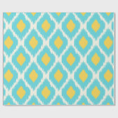 Trendy Blue Yellow Aztec Ikat Tribal Pattern Cadeaupapier (Vlak)