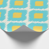 Trendy Blue Yellow Aztec Ikat Tribal Pattern Cadeaupapier (Hoek)