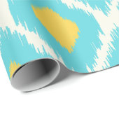 Trendy Blue Yellow Aztec Ikat Tribal Pattern Cadeaupapier (Rol Hoek)