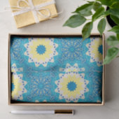 Trendy Blue & Yellow Ornamental Geometric Pattern Tissuepapier (Geschenk)