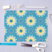 Trendy Blue & Yellow Ornamental Geometric Pattern Tissuepapier (Craft)