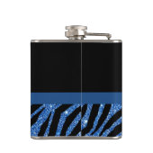 Trendy Blue Zebra print FAUX Glitz Bow met naam Heupfles (Achterkant)