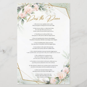 Trendy blush and greenery gold Pass the Poem game