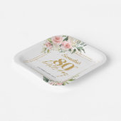 Trendy blush bloemeneucalyptus goud 80ste verjaard papieren bordje (Gebogen)