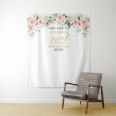 Trendy blush bloemengoud schittert 16e verjaardag wandkleed (In situ)