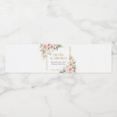 Trendy blush bloemengoud schittert eucalyptus waterfles etiket (Enkel label)