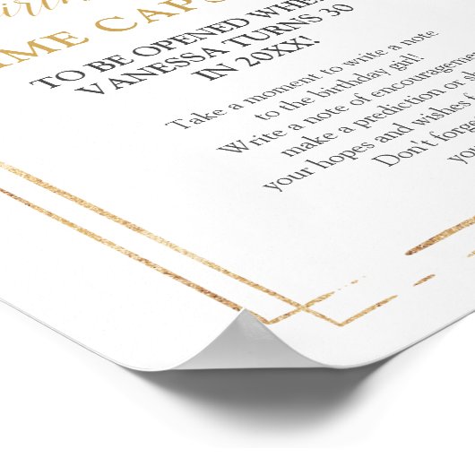 Trendy blush bloemengoud schittert Tijdcapsule Poster (Hoek)