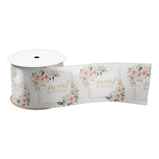 Trendy blush bloemengoud schittert zoet zestien satijnen lint (Spoel)