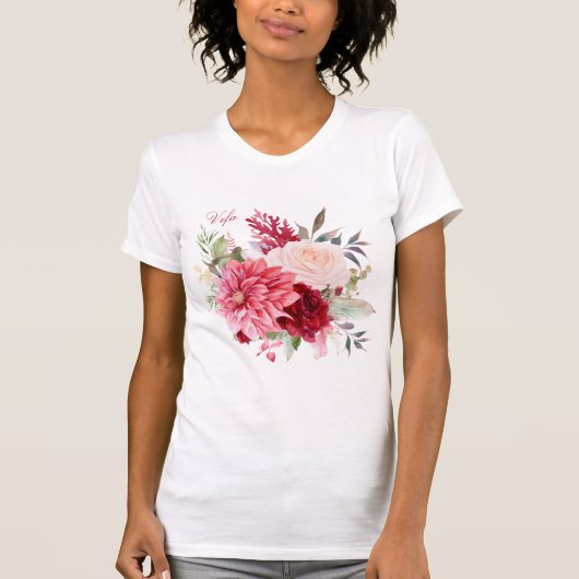 Trendy Blush Botanical Waterverf Flowers T-shirt (Voorkant)
