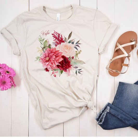 Trendy Blush Botanical Waterverf Flowers T-shirt