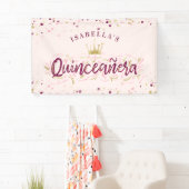 Trendy Blush Burgundy & Gold Confetti Quinceañera Spandoek (Insitu)