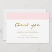 Trendy Blush en Gold Twee Foto Dank U Bedankkaart (Achterkant)