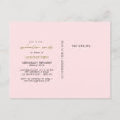 Trendy Blush en Goud Twee Foto Graduation Party Uitnodiging Briefkaart (Achterkant)