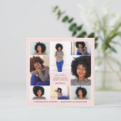 Trendy Blush Foto Collage Graduation Party Kaart (Staand voorkant)