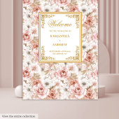 Trendy blush ivoor gouden waterverf bruiloft banne wandkleed