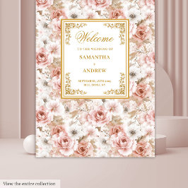 Trendy blush ivoor gouden waterverf bruiloft banne wandkleed