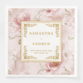 Trendy blush ivoor gouden waterverf bruiloft serve servet (Voorkant)