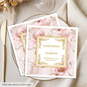 Trendy blush ivoor gouden waterverf bruiloft serve servet