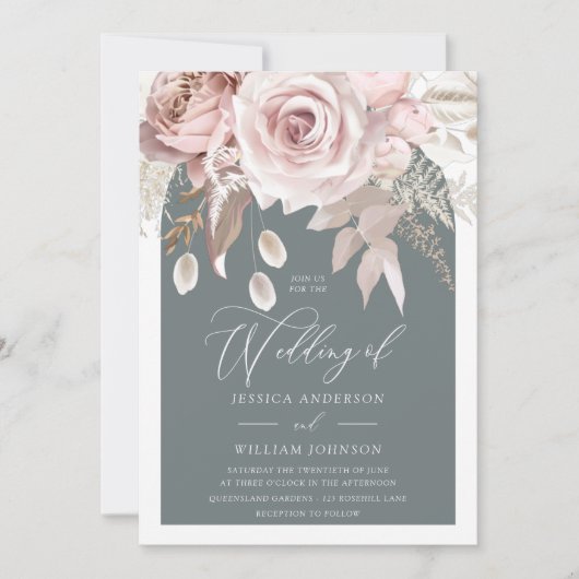 Trendy Blush & Ivory Boho Arch Wedding Kaart (Voorkant)