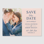 Trendy Blush Navy Photo Save the Date Magnet (Voorkant)