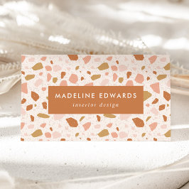 Trendy Blush & Oranje Terrazzo Visitekaartje