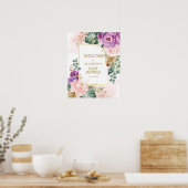 Trendy Blush Paars Tropical Floral Baby shower Poster (Keuken)