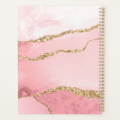Trendy Blush Pink Agate Geode Gold Script Monogram Planner (Achterkant)