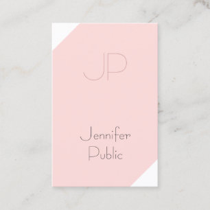 Trendy Blush Pink Creative Monogram Clean Luxury Visitekaartje