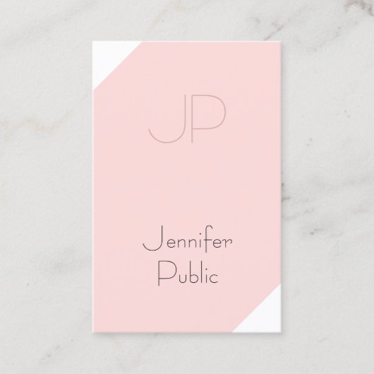 Trendy Blush Pink Creative Monogram Clean Luxury Visitekaartje (Voorkant)