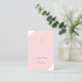 Trendy Blush Pink Creative Monogram Clean Luxury Visitekaartje (Staand voorkant)
