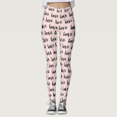Trendy Blush Pink en Black Love Typography Leggings (Voorkant)