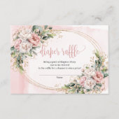 Trendy Blush Pink Floral Eucalyptus Diaper Raffle Informatiekaartje (Voorkant)