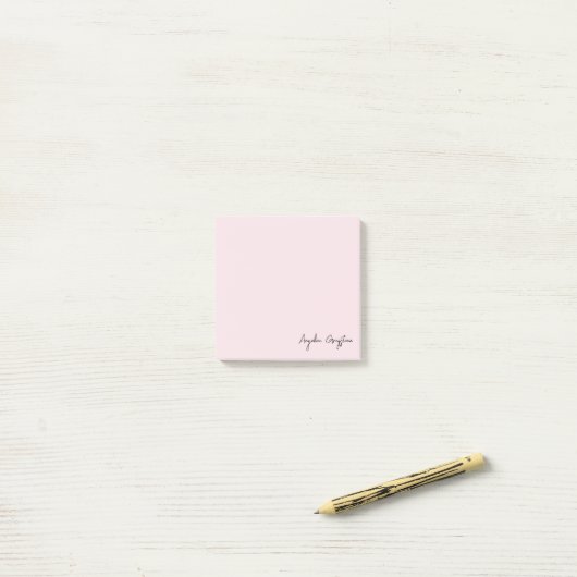 Trendy Blush Pink gepersonaliseerde naam Post-it® Notes (Op bureau)