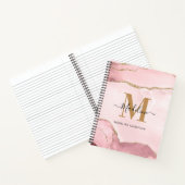 Trendy Blush Pink Gold Agate Marble Monogram Notitieboek (Binnen)