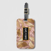 Trendy Blush Pink Gold Boho Leaves Collectie Bagagelabel (Voorkant (verticaal))