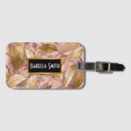 Trendy Blush Pink Gold Boho Leaves Collectie Bagagelabel