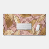 Trendy Blush Pink Gold Boho Leaves Collectie Bureaumat (Keyboard & Muis)