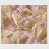 Trendy Blush Pink Gold Boho Leaves Collectie Cadeaupapier (Vlak)