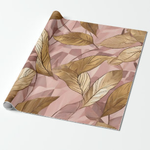 Trendy Blush Pink Gold Boho Leaves Collectie Cadeaupapier