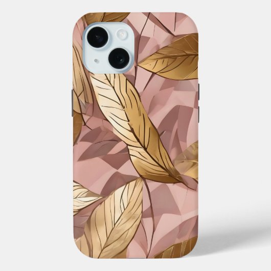 Trendy Blush Pink Gold Boho Leaves Collectie Case-Mate iPhone Case (Achterkant)