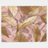 Trendy Blush Pink Gold Boho Leaves Collectie Fleece Deken (Voorkant (Horizontaal))