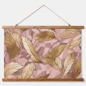 Trendy Blush Pink Gold Boho Leaves Collectie Hangend Wandkleed (Voorkant)