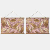 Trendy Blush Pink Gold Boho Leaves Collectie Hangend Wandkleed (Dubbel)