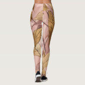 Trendy Blush Pink Gold Boho Leaves Collectie Leggings (Achterkant)